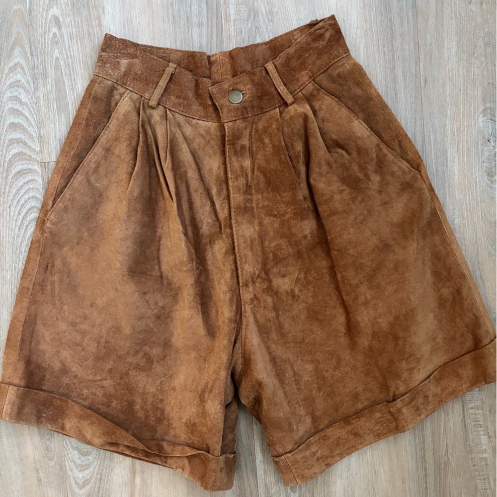 High Waist Tan Suede Women's Shorts